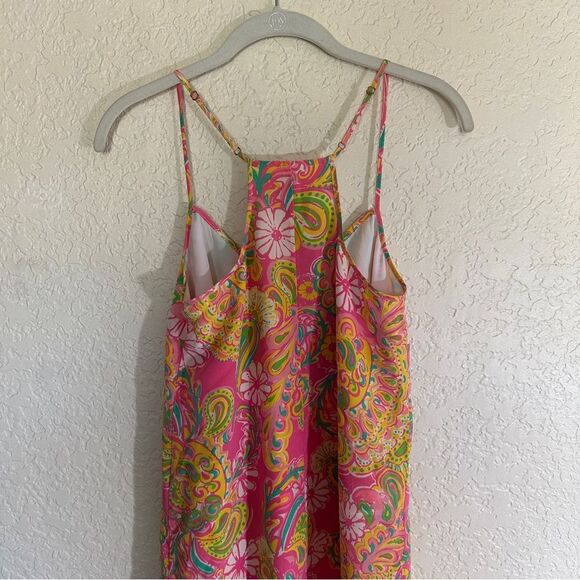 Lilly Pulitzer Dusk Hotty Pink Double Trouble Engineered Silk Slip Dress Small - Picture 7 of 13